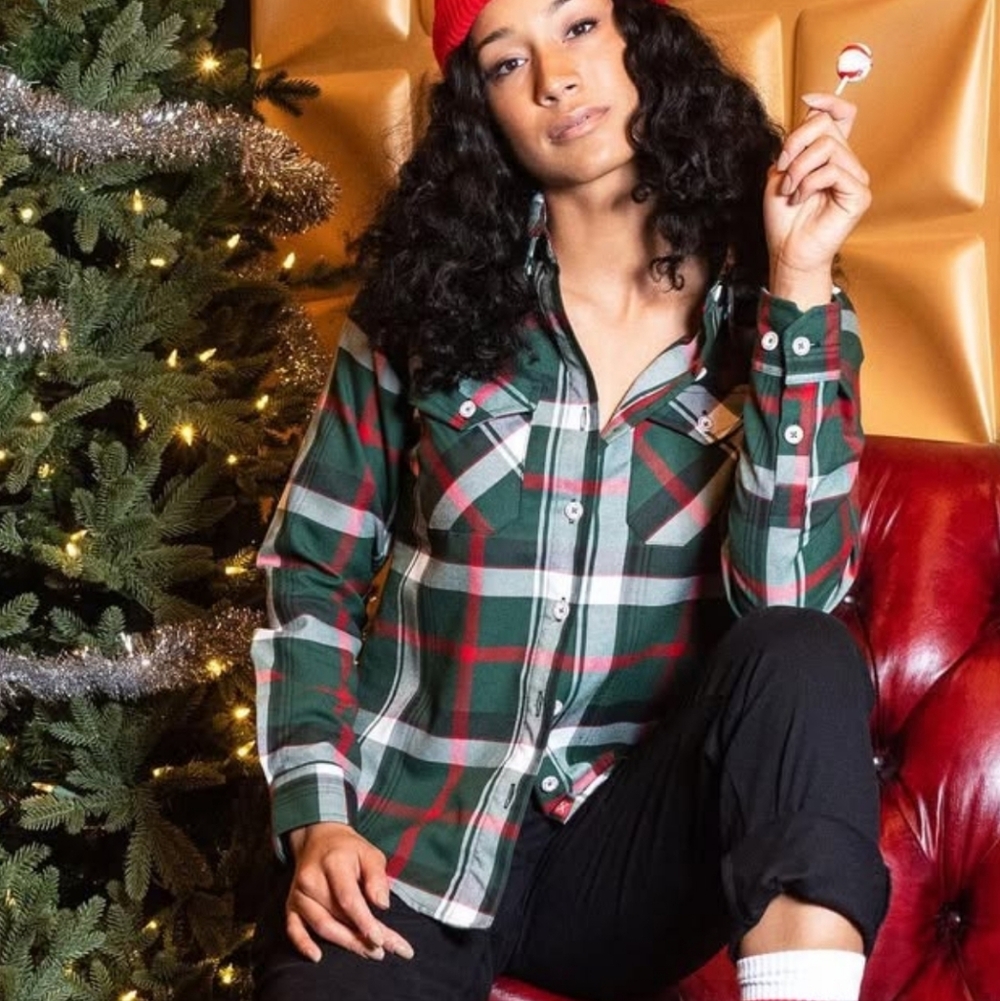 DIXXON Festive Plaid Button Down Shirt